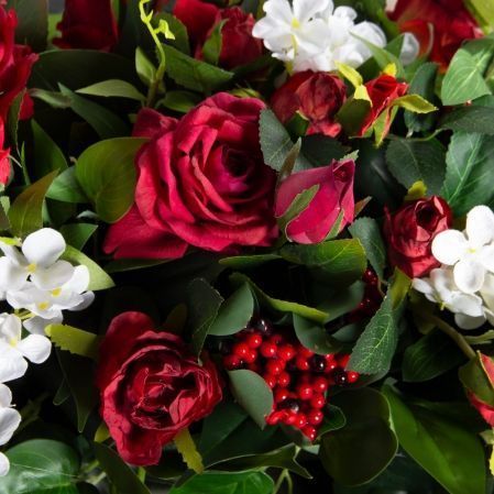 К08/3(з.)(F) Композиция искусственная 75х15см, бело-бордовая К08/3(з.)(F) Композиция искусственная 75х15см, бело-бордовая