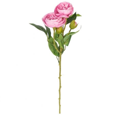 7141/0443-4/1Р Роза пионовидная искусственная, 2 головы, 2 бутона, h46см, розовая