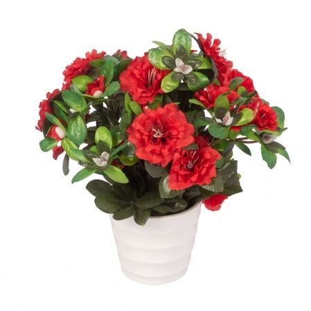 ЦС145 (Sale) Цветок весенний искусственный красный, h30см, в кашпо d11см