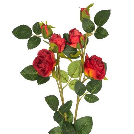7141/9191-10/2 Роза искусственная Ретро, 4 головы, 2 бутона, h60см, красная