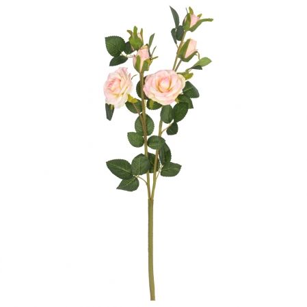 7141/9191-12/5 Роза искусственная 2 головы, 4 бутона, h60см, светло-розовая