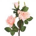 7141/9191-11/1 Роза искусственная Ретро, 3 головы, 2 бутона, h66см, розовая