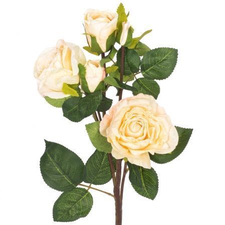 7141/9191-11/13 Роза искусственная Ретро, 3 головы, 2 бутона, h66см, персиковая