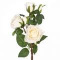 7141/9191-11/23 Роза искусственная Ретро, 3 головы, 2 бутона, h66см, белая