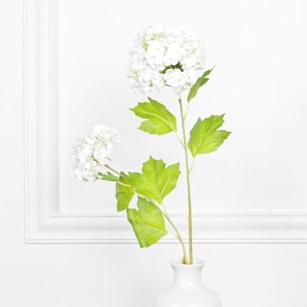 7141/0443-15/23Р Калина цветущая искусственная ветка 2 соцветия(латекс), h68см, белая