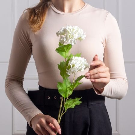 7141А/0443-14/23Р(F) Калина цветущая искусственная ветка 2 соцветия(латекс), h68см, белая