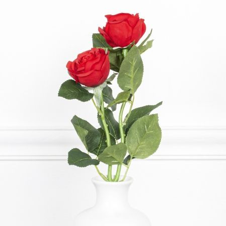 7141/9249-4/2Р(Уценка) Роза искусственная(латекс) 2 головы, d6см, h39см, красн.