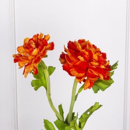7141А/9120-07/18Р Ранункулюс искусственный 1 голова d9см, 1 бутон, h59см, оранжевый
