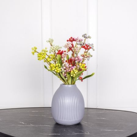 7143/А2783-54М(Sale) Ягоды с листьями искусственные куст 5 частей, h50см (микс)