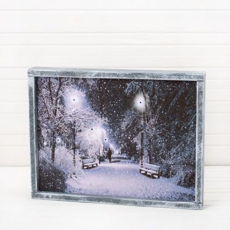 807/050-1(Sale) Интерьерная картина Снежный вечер со светодиодами