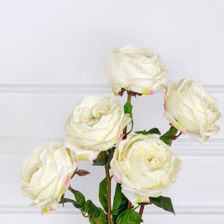 7141А/9120-25/23Р(АКЦИЯ) Роза искусственная 1 голова d13,5см, h67см, белая