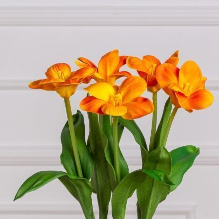 7141А/0443-02/18Р(АКЦИЯ) Тюльпан распустившийся искусственный d8см, h50см, оранжевый