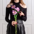 7141А/0443-02/8Р(АКЦИЯ) Тюльпан распустившийся искусственный d8см, h50см, сиреневый