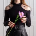 7141А/0443-02/8Р(АКЦИЯ) Тюльпан распустившийся искусственный d8см, h50см, сиреневый