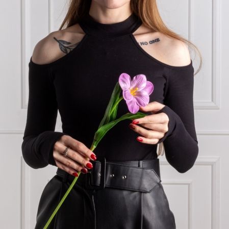 7141А/0443-02/8Р(АКЦИЯ) Тюльпан распустившийся искусственный d8см, h50см, сиреневый