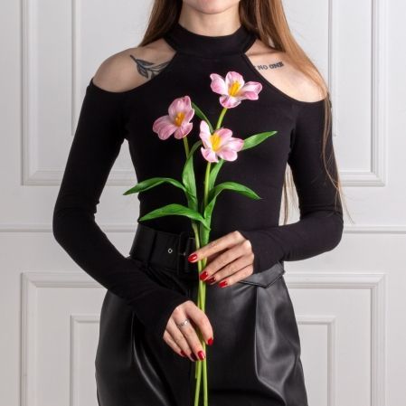 7141А/0443-02/1Р(АКЦИЯ) Тюльпан распустившийся искусственный d8см, h50см, розовый