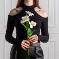 7141А/0443-02/23Р(АКЦИЯ) Тюльпан распустившийся искусственный d8см, h50см, белый