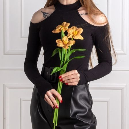 7141А/0443-02/24Р(АКЦИЯ) Тюльпан распустившийся искусственный d8см, h50см, бежевый