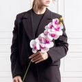 7141А/0108-01/20(F) Орхидея  искусственная h100см 9 голов (латекс), бело-розовая