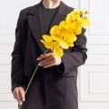 7141А/0108-01/12(F) Орхидея  искусственная h100см 9 голов (латекс), жёлтая