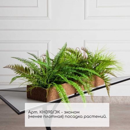 КН390/ЭК(Пр)(F) Композиция искусственная папоротники микс с травой в кокосовом боксе 75х20х10см