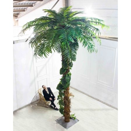 ПС480Разб/Л/49-3(з)(F) Пальма искусственная разборная с лианой h480см на мет.основании