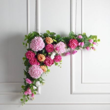 Л162/2(з)(F) Лиана искусственная цветочная L160см,на пластиковой гибкой сетке, ширина 20см