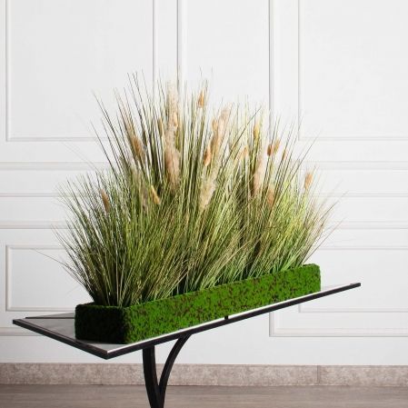 ТД097-17(з)(F) Трава Осока искусственная с сухоцветами h70см в мшистом боксе 120х20х10см