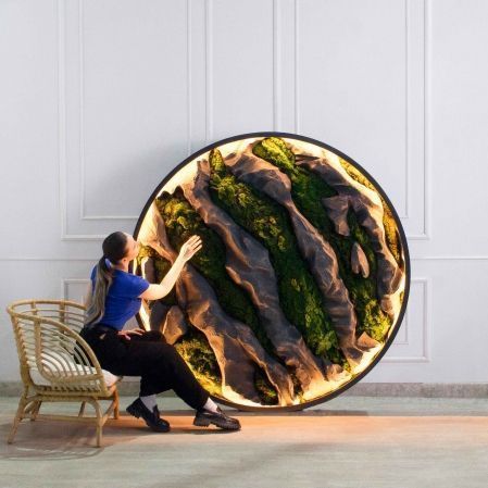 ФП21(з/УУ)(F) Фитопанно искусственное в металлической раме с подсветкой d170см ФП21(з/УУ)(F) Фитопанно искусственное в металлической раме с подсветкой d170см