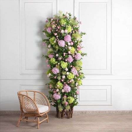 ДЛ166/3(з)(Пр)(F) Декор входной группы цветочный на корилусах (полукруг) h250см (шир 55-60 см) ДЛ166/3(з)(Пр)(F) Декор входной группы цветочный на корилусах (полукруг) h250см (шир 55-60 см)