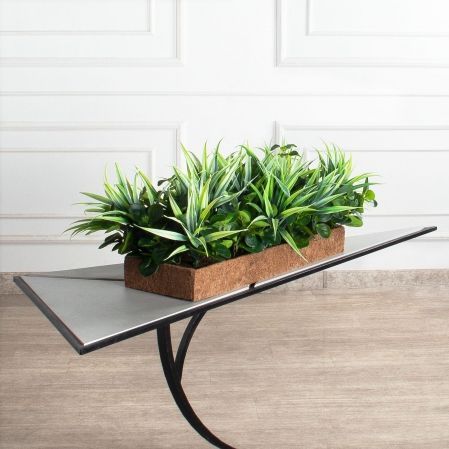 К521-2(з)(Пр)(F) Композиция искусственная с драценой в кокосовом боксе 69х26х8см