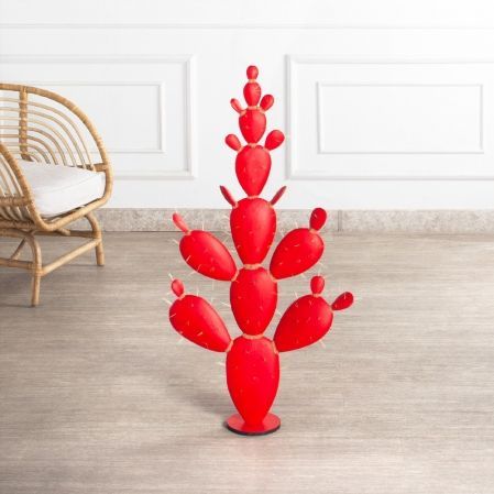 КА06/3(з)(F) Кактус искусственный Опунция h100см на основании, красный