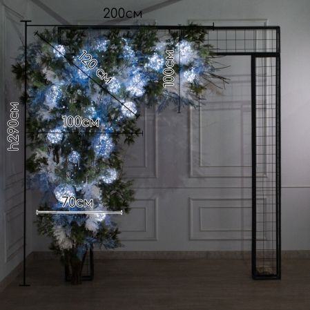 ДЛ188/СВ03х/шар(Пр)(Fix)(F)Декор вход.группы h290см н/прутьях, прист.с гирляндой "Роса",бело-синий ДЛ188/СВ03х/шар(Пр)(Fix)(F)Декор вход.группы h290см н/прутьях, прист.с гирляндой "Роса",бело-синий