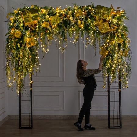 ДЛ189/СВ03т(Пр)(Fix)(F)Декор вход.группы h210см н/прутьях,прист.с гирляндой "Роса".золото ДЛ189/СВ03т(Пр)(Fix)(F)Декор вход.группы h210см н/прутьях,прист.с гирляндой "Роса".золото