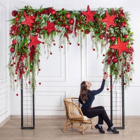 ДЛ190(Пр)(Fix)(F)Декор вход.группы h210см н/прутьях, прист.со звездами и шарами ДЛ190(Пр)(Fix)(F)Декор вход.группы h210см н/прутьях, прист.со звездами и шарами