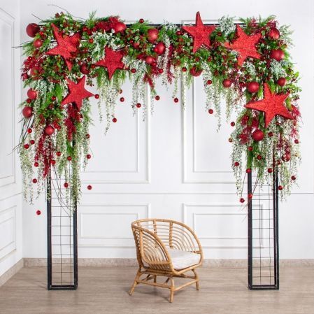 ДЛ190(Пр)(Fix)(F)Декор вход.группы h210см н/прутьях, прист.со звездами и шарами ДЛ190(Пр)(Fix)(F)Декор вход.группы h210см н/прутьях, прист.со звездами и шарами