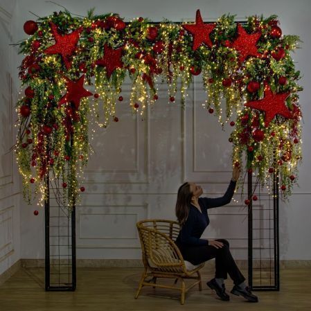 ДЛ190/СВ03т(Пр)(Fix)(F)Декор вход.груп.h210см н/прутьях,прист.с гирлянд.Роса,со звездами и шарами ДЛ190/СВ03т(Пр)(Fix)(F)Декор вход.груп.h210см н/прутьях,прист.с гирлянд.Роса,со звездами и шарами