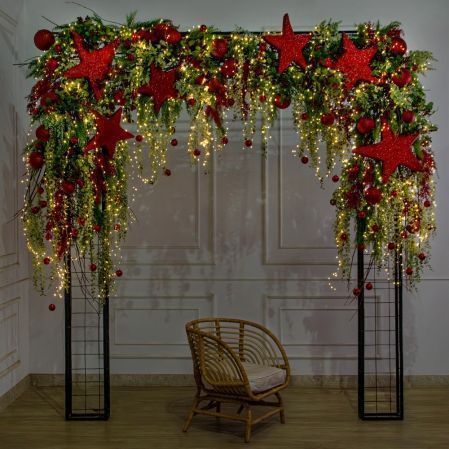 ДЛ190/СВ03т(Пр)(Fix)(F)Декор вход.груп.h210см н/прутьях,прист.с гирлянд.Роса,со звездами и шарами ДЛ190/СВ03т(Пр)(Fix)(F)Декор вход.груп.h210см н/прутьях,прист.с гирлянд.Роса,со звездами и шарами