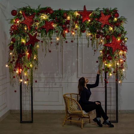 ДЛ190/СВ04(Пр)(Fix)(F)Декор вход.груп.h210см н/прутьях,прист.с ретро-гирлянд.,со звездами и шарами ДЛ190/СВ04(Пр)(Fix)(F)Декор вход.груп.h210см н/прутьях,прист.с ретро-гирлянд.,со звездами и шарами