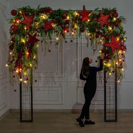 ДЛ190/СВ04(Пр)(Fix)(F)Декор вход.груп.h210см н/прутьях,прист.с ретро-гирлянд.,со звездами и шарами ДЛ190/СВ04(Пр)(Fix)(F)Декор вход.груп.h210см н/прутьях,прист.с ретро-гирлянд.,со звездами и шарами