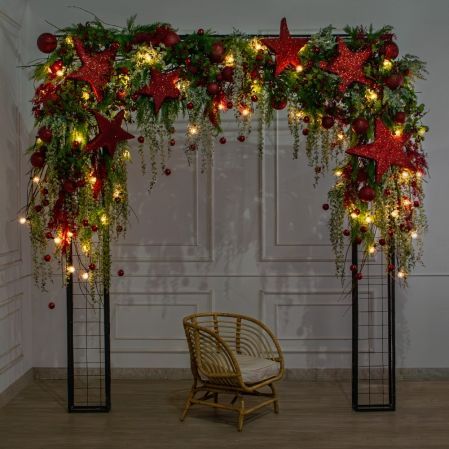 ДЛ190/СВ04(Пр)(Fix)(F)Декор вход.груп.h210см н/прутьях,прист.с ретро-гирлянд.,со звездами и шарами ДЛ190/СВ04(Пр)(Fix)(F)Декор вход.груп.h210см н/прутьях,прист.с ретро-гирлянд.,со звездами и шарами