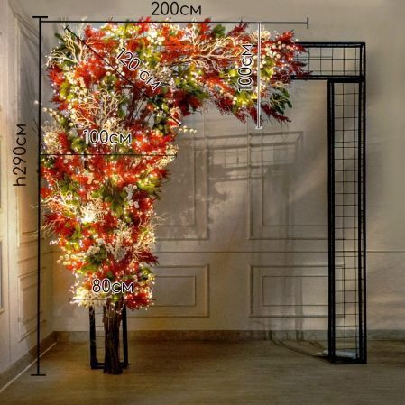 ДЛ180/СВ03т(Пр)(Fix)(F)Декор вход.группы h300см н/прутьях, прист.с гирляндой "Роса",красно-белый ДЛ180/СВ03т(Пр)(Fix)(F)Декор вход.группы h300см н/прутьях, прист.с гирляндой "Роса",красно-белый