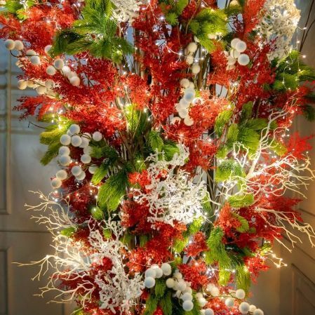 ДЛ180/СВ03т(Пр)(Fix)(F)Декор вход.группы h300см н/прутьях, прист.с гирляндой "Роса",красно-белый ДЛ180/СВ03т(Пр)(Fix)(F)Декор вход.группы h300см н/прутьях, прист.с гирляндой "Роса",красно-белый