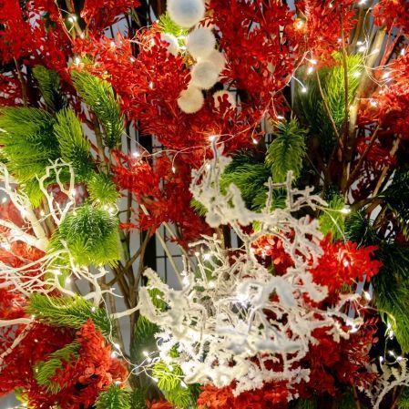 ДЛ180/СВ03т(Пр)(Fix)(F)Декор вход.группы h300см н/прутьях, прист.с гирляндой "Роса",красно-белый ДЛ180/СВ03т(Пр)(Fix)(F)Декор вход.группы h300см н/прутьях, прист.с гирляндой "Роса",красно-белый