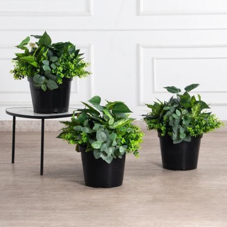 К503-1(з)(F) Композиция искусственная с калатеей h 40 d 60 в тех.кашпо d 32