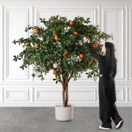 200/РН/84-5(з)(F) Дерево искусственное экзотическое  с апельсинами и цветами h200 d200см, латекс