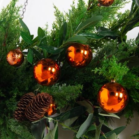 Л91-4(з)(F) Гирлянда НГ  искусственная из туи с шарами L100см, ширина 50см