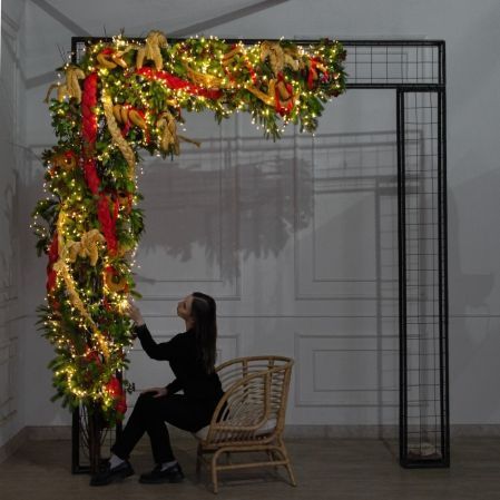 ДЛ193/СВ03т(Пр)(Fix)(F)Декор вход.группы h280см н/прутьях,прист.с гирлянд.Роса в русском стиле