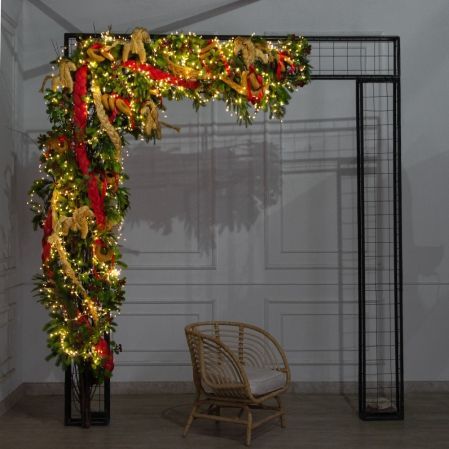 ДЛ193/СВ03т(Пр)(Fix)(F)Декор вход.группы h280см н/прутьях,прист.с гирлянд.Роса в русском стиле