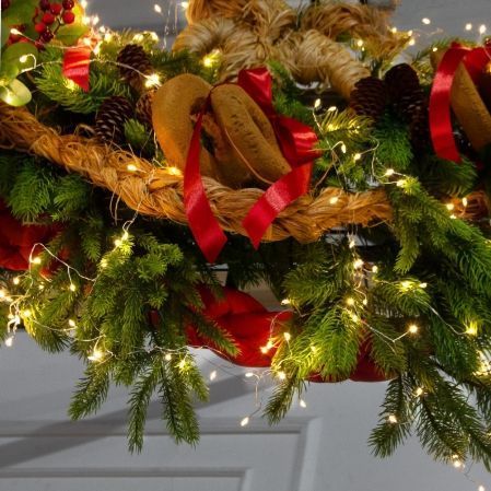 ДЛ193/СВ03т(Пр)(Fix)(F)Декор вход.группы h280см н/прутьях,прист.с гирлянд.Роса в русском стиле